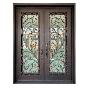 Exterior Wrought Iron Double Entry Door with Double Operable Insulation Glass, HAD2308