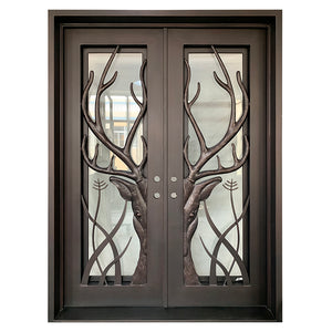 Exterior Wrought Iron Double Entry Door with Double Operable Insulation Glass, HAD2309