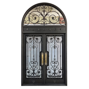 Exterior Wrought Iron Double Entry Door with Double Operable Insulation Glass, HAD2317