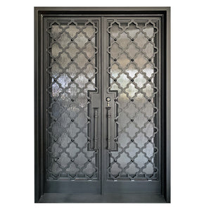 Exterior Wrought Iron Double Entry Door with Double Operable Insulation Glass, HAD2319