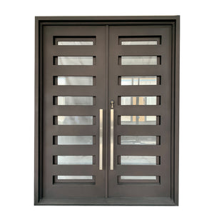 Exterior Wrought Iron Double Entry Door with Double Operable Insulation Glass, HAD2331