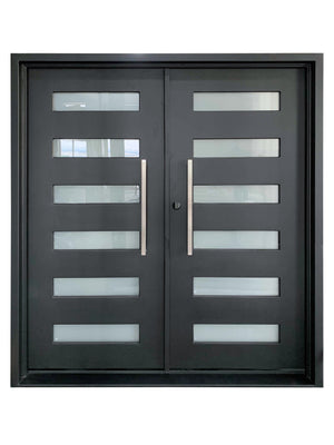 Exterior Wrought Iron Double Entry Door with Double Operable Insulation Glass, HAD2332