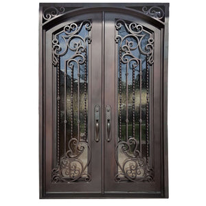 Exterior Wrought Iron Double Entry Door with Double Operable Insulation Glass, HAD2335