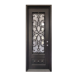 Exterior Wrought Iron Single Entry Door with Double Operable Insulation Glass, Top-rated, HAD2338