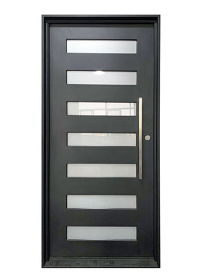 Exterior Wrought Iron Single Entry Door with Double Operable Insulation Glass, Top-rated, HAD2339