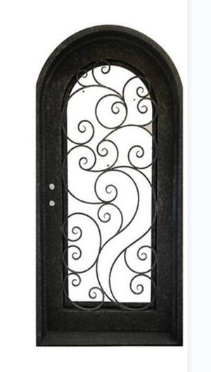 36"x96" Exterior Wrought Iron Single Entry Door with Double Operable Insulation Glass, Top-rated, HRSD601