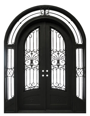 Custom Exterior Wrought Iron Double Entry Door with Double Operable Insulation Glass, HADS025