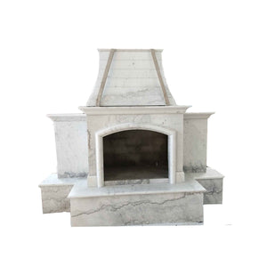 84"x99" Luxury Outdoor Stone Fireplace, Nature Outside Marble, Single Side Unit, F005b