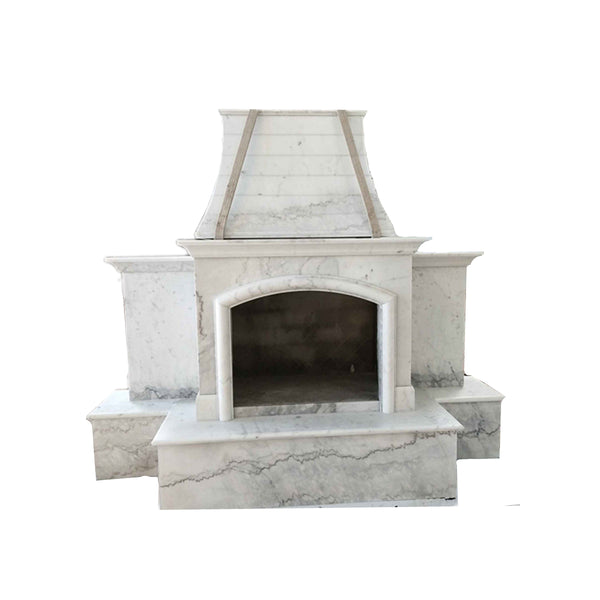 84x99 Luxury Outdoor Stone Fireplace, Nature Outside Marble, Single