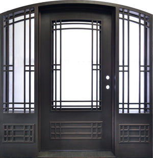 85"x96" Exterior Wrought Iron Double Entry Door with Double Operable Insulation Glass, HAD1027