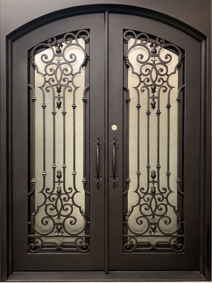 Exterior Wrought Iron Double Entry Door with Double Operable Insulation Glass, HAD0730