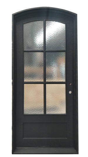 36"x96" Exterior Wrought Iron Single Entry Door with Double Operable Insulation Glass, Top-rated, GSDR001