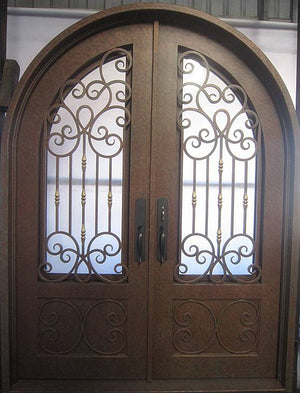 Exterior Wrought Iron Double Entry Door with Double Operable Insulation Glass, H002Al