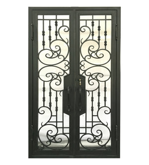 64''x80'' Exterior Wrought Iron Double Entry Door with Double Operable Insulation Glass, HAD003