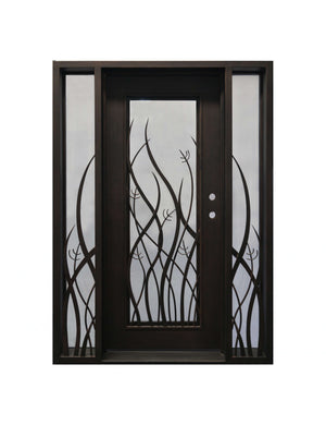 Exterior Wrought Iron Single Entry Door with Double Operable Insulation Glass, Top-rated, HAS0903