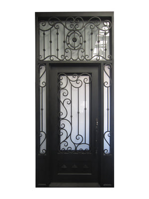Exterior Wrought Iron Single Door with Sidelight and Double Operable Insulation Glass,HSST021