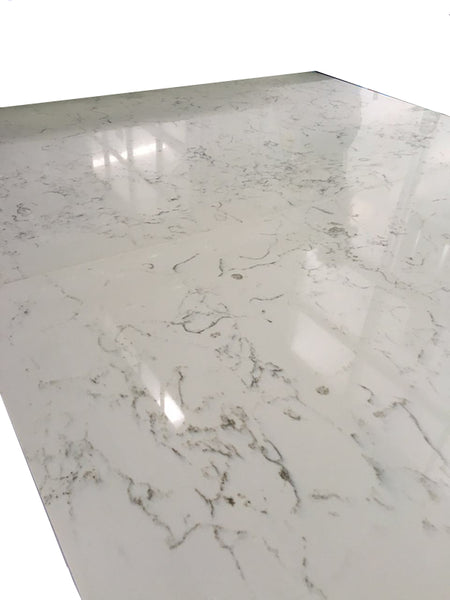 Carrara White Quartz Slab #805A, $59/sf include inst
