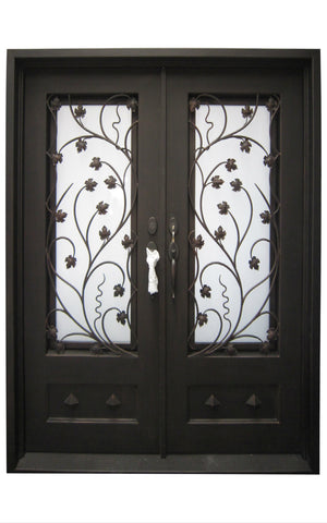 Exterior Wrought Iron Double Entry Door with Double Operable Insulation Glass, HAD017-1