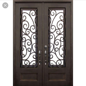 Exterior Wrought Iron Double Entry Door with Double Operable Insulation Glass, HAD0729