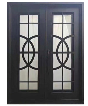 Exterior Wrought Iron Double Entry Door with Double Operable Insulation Glass, HAD0727