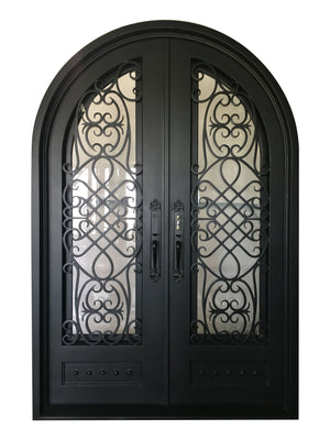 Exterior Wrought Iron Double Entry Door with Operable Insulation Glass, HAD011