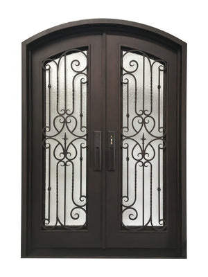 Exterior Wrought Iron Double Entry Door with Operable Insulation Glass, Top-rated, HAD013