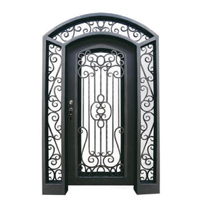 Exterior Wrought Iron Single Entry Door with Double Operable Insulation Glass, Top-rated, HAS0824