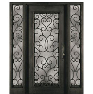 Exterior Wrought Iron Single Entry Door with Double Operable Insulation Glass, Top-rated, HAS0825