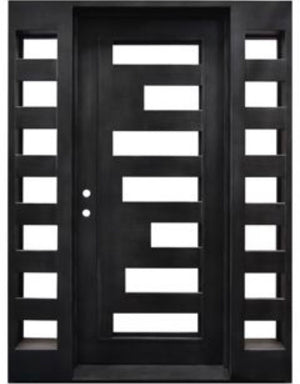 Exterior Wrought Iron Single Entry Door with Double Operable Insulation Glass, Top-rated, HAS0826