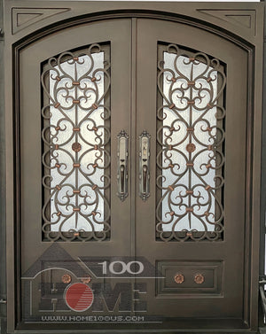 Exterior Wrought Iron Double Entry Door with Double Operable Insulation Glass, HAD0733
