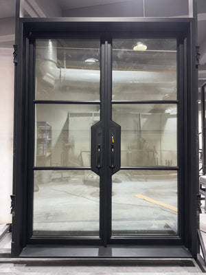 Exterior Wrought Iron Double Entry Door with Operable Insulation Glass, HAD2505-F79