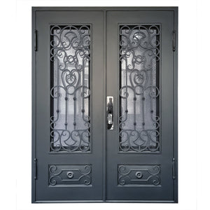 Exterior Wrought Iron Double Entry Door with Double Operable Insulation Glass, HAD2301