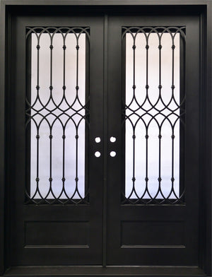 Exterior Wrought Iron Double Entry Door with Double Operable Insulation Glass, HAD2302