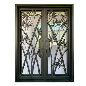 Exterior Wrought Iron Double Entry Door with Double Operable Insulation Glass, HAD2303