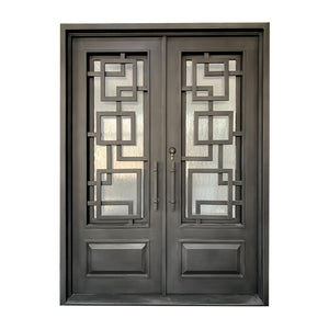 Exterior Wrought Iron Double Entry Door with Double Operable Insulation Glass, HAD2304