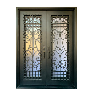 Exterior Wrought Iron Double Entry Door with Double Operable Insulation Glass, HAD2305