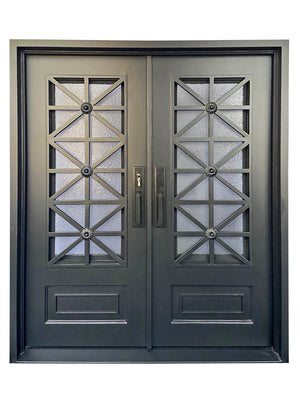 Exterior Wrought Iron Double Entry Door with Double Operable Insulation Glass, HAD2307