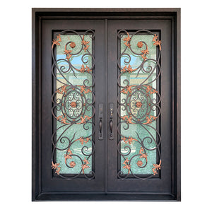Exterior Wrought Iron Double Entry Door with Double Operable Insulation Glass, HAD2310