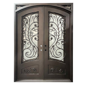 Exterior Wrought Iron Double Entry Door with Double Operable Insulation Glass, HAD2313