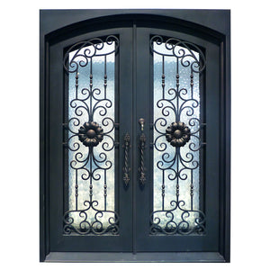 Exterior Wrought Iron Double Entry Door with Double Operable Insulation Glass, HAD2314