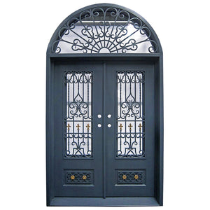 Exterior Wrought Iron Double Entry Door with Double Operable Insulation Glass, HAD2318