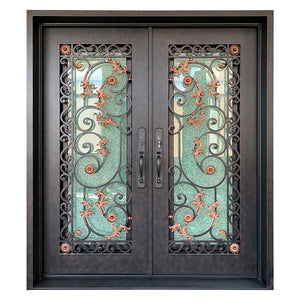 Exterior Wrought Iron Double Entry Door with Double Operable Insulation Glass, HAD2321