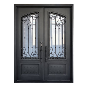 Exterior Wrought Iron Double Entry Door with Double Operable Insulation Glass, HAD2322