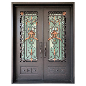 Exterior Wrought Iron Double Entry Door with Double Operable Insulation Glass, HAD2324