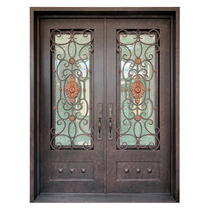 Exterior Wrought Iron Double Entry Door with Double Operable Insulation Glass, HAD2325