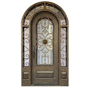Exterior Wrought Iron Single Entry Door with Double Operable Insulation Glass, Top-rated, HAD2328