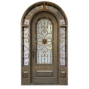 Exterior Wrought Iron Single Entry Door with Double Operable Insulation Glass, Top-rated, HAD2328