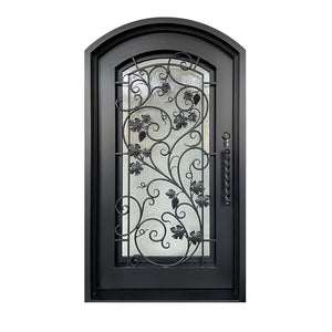 Exterior Wrought Iron Single Entry Door with Double Operable Insulation Glass, Top-rated, HAD2330