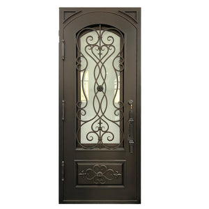 Exterior Wrought Iron Single Entry Door with Double Operable Insulation Glass, Top-rated, HAD2337