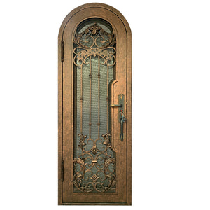 Exterior Wrought Iron Single Entry Door with Double Operable Insulation Glass, Top-rated, HAD2344